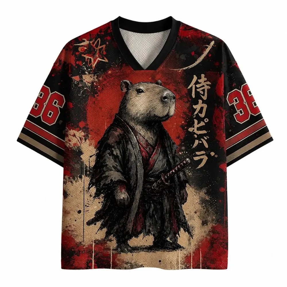 Men'S Fashion V Neck T Shirts - カピバラサムライダー ダークブシドウ 3Dプリント メンズ レディース Tシャツ