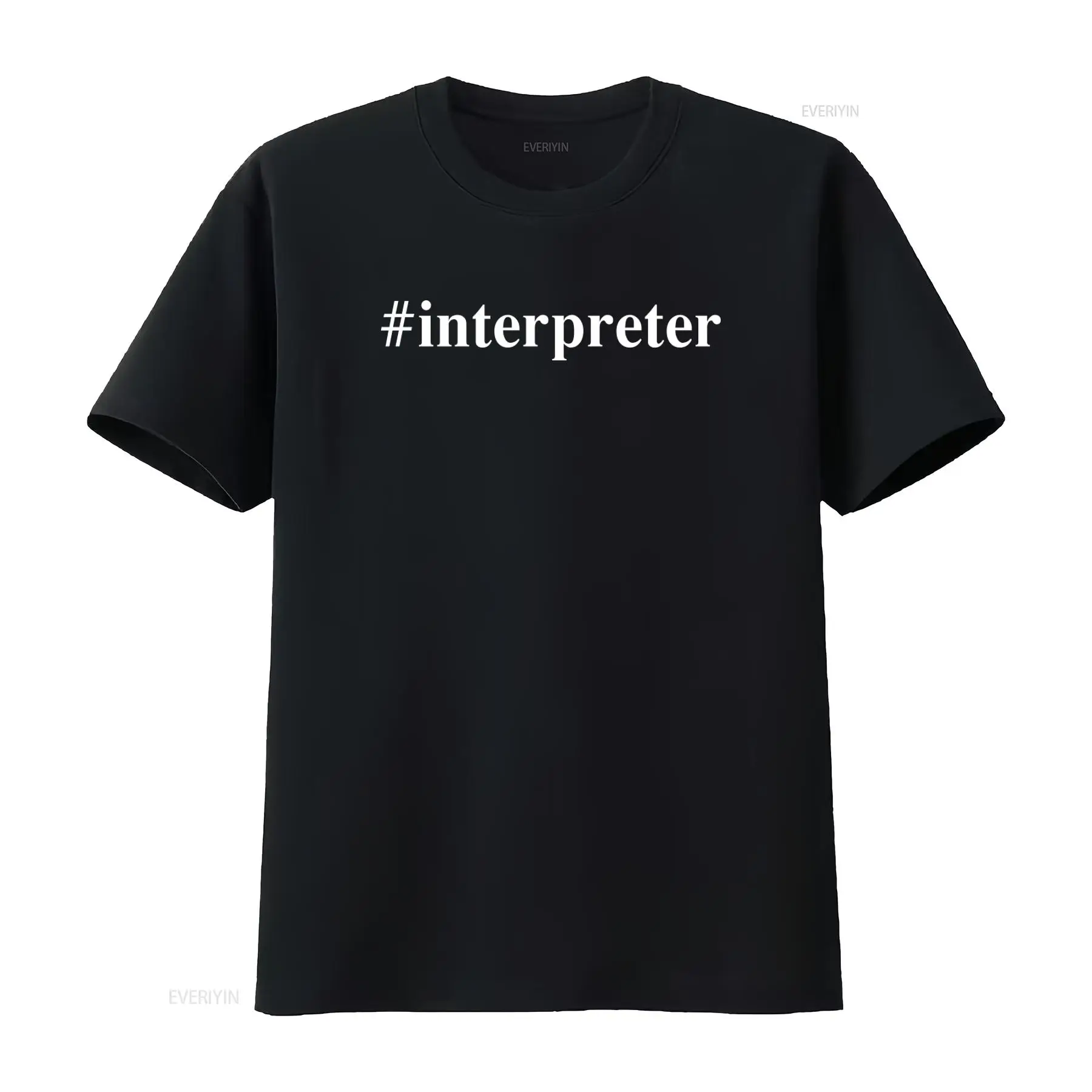 Mens Fashion Hashtags - 言語学者向け通訳者Tシャツ 言語ハッシュタグデザイン付き ヴィンテージ ウォッシュ加工 やや柔らかい ストリートウェア