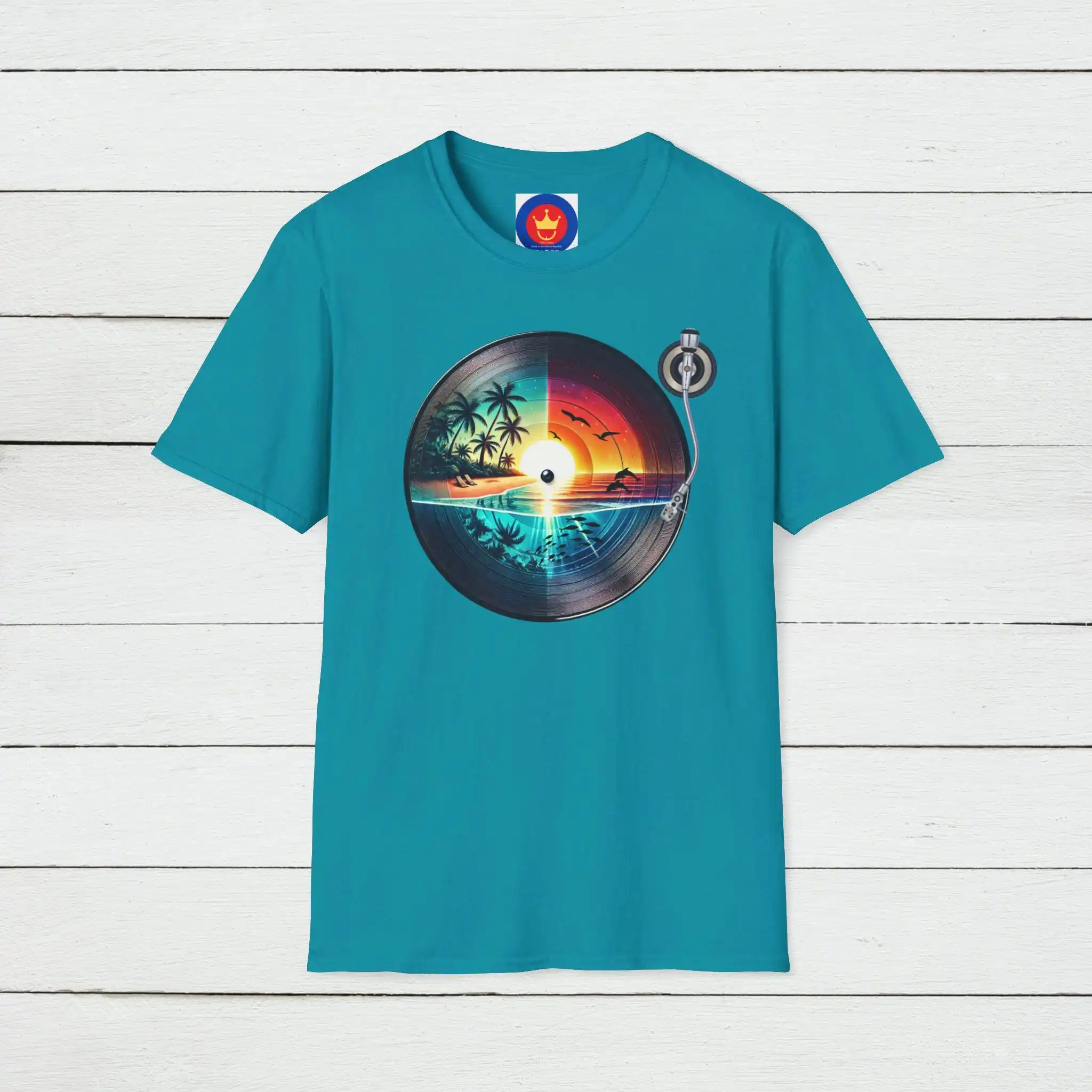 Men'S Fashion 70S - レトロビーチビニールTシャツヴィンテージ沿岸音楽デザイン70年代サーフバイブスクラシックサマーアパレルノスタルジックファッション