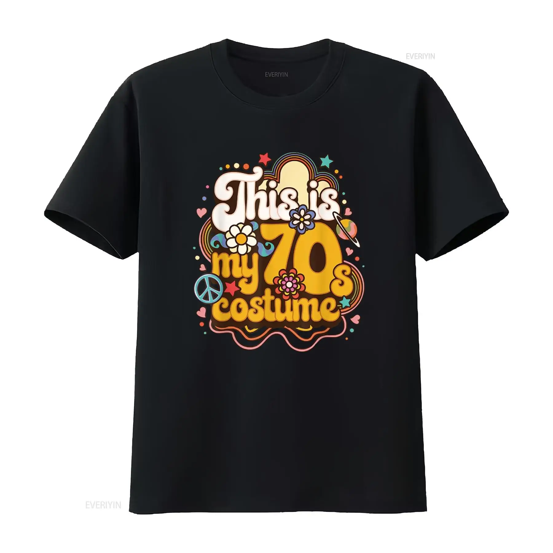 Men'S Fashion 70S - これは私の70年代コスチュームテーマパーティーヒッピーレトロフレンズTシャツブラックミディアムヴィンテージウォッシュド通気性ファッション多用途です