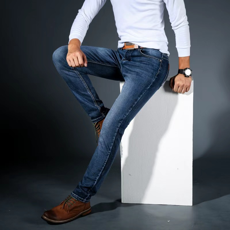 Men'S Fashion For 70 Year Old - 男性ファッションストレートジーンズ男性 2025 新ストレッチスリムフィットパンツ快適なソフトビジネスデニムパンツ男性ブランド服
