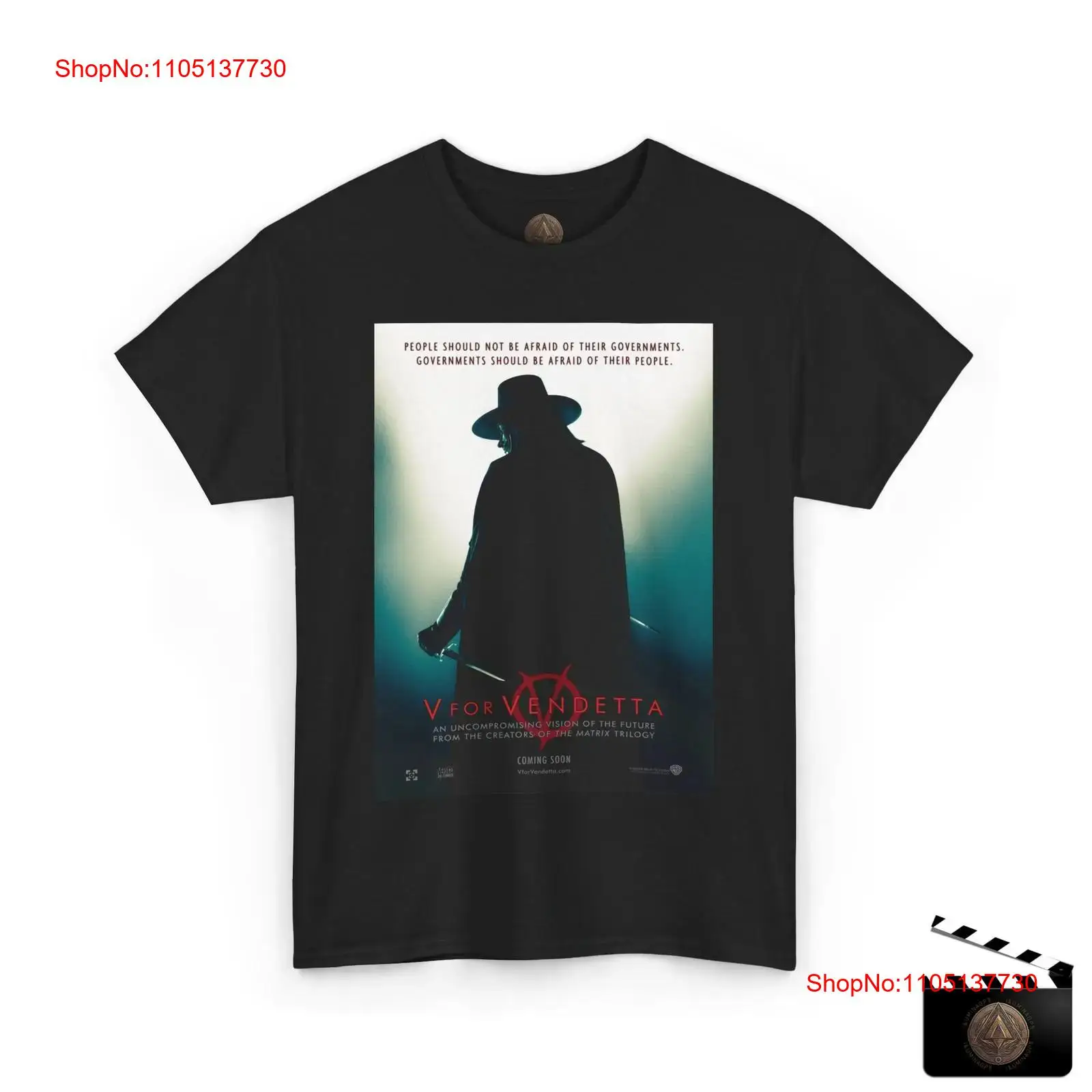 Men'S Fashion V Neck T Shirts - V フォー ヴェンデッタ レトロ映画ポスター T シャツ