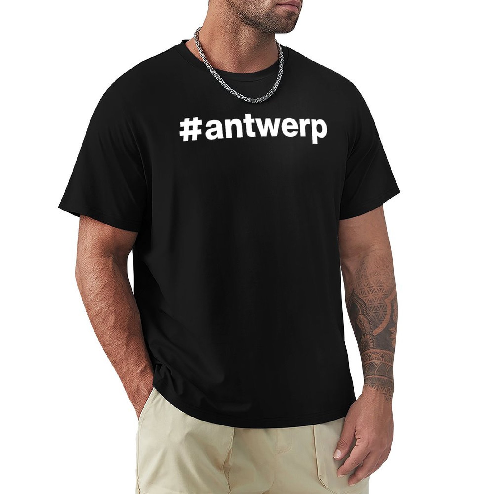 Mens Fashion Hashtags - ハッシュタグ アントワープ Tシャツ ファッション柄プリントTシャツ