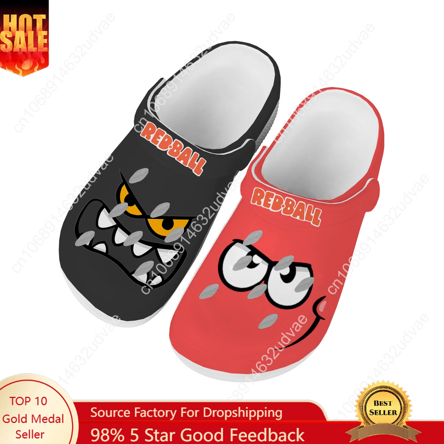Mens Fashion Sandals - レッドボールウォーターシューズメンズレディース快適なファッションホームガーデン下駄カスタマイズサンダルビーチ通気性穴スリッパ