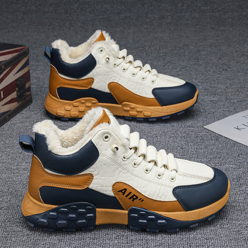 Men'S Fashion Running Shoes - 男性プラットフォーム暖かい綿の靴男性厚いスニーカー冬の靴男性ファッショナブルなカジュアルランニングシューズハイトップスノーブーツ