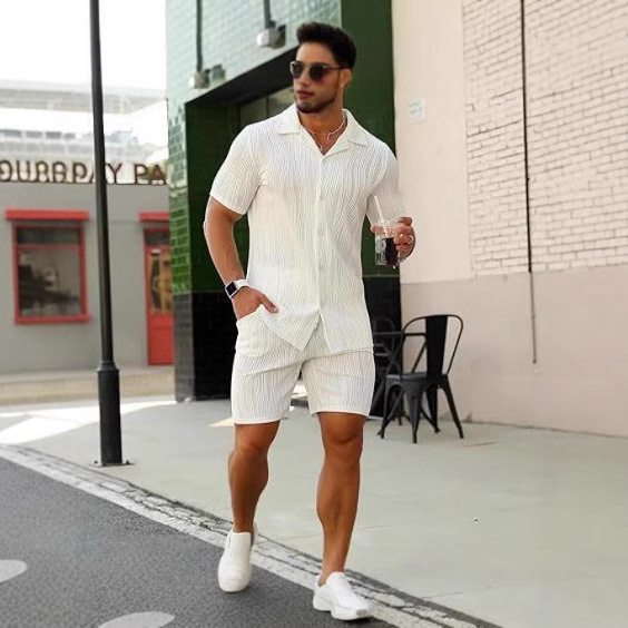 メンズ 2 ピース アウトフィット 半袖ボタンダウン シャツ - Men'S Fashion Outfits のレビューと価格