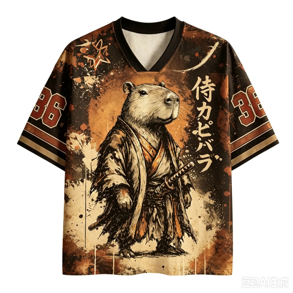 カピバラサムライダー ダークブシドウ 3Dプリント メンズ  - Men'S Fashion V Neck T Shirts のレビューと価格