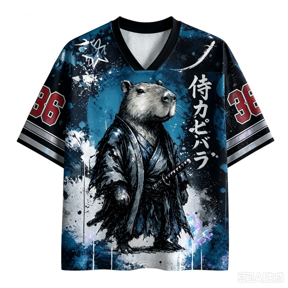カピバラサムライダー ダークブシドウ 3Dプリント メンズ  - Men'S Fashion V Neck T Shirts のレビューと価格