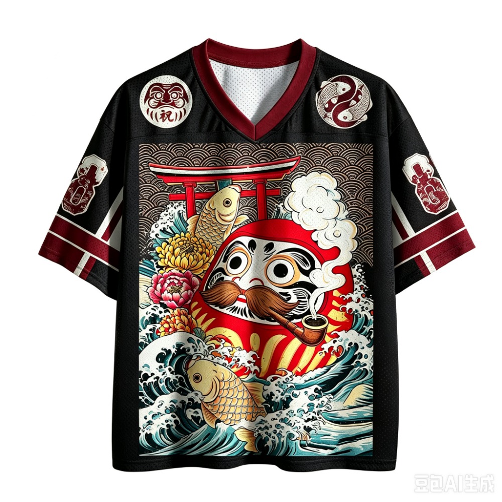 ダルマ鯉浮世絵 3Dプリント 速乾性 通気性 スポーツ メン - Men'S Fashion V Neck T Shirts のレビューと価格