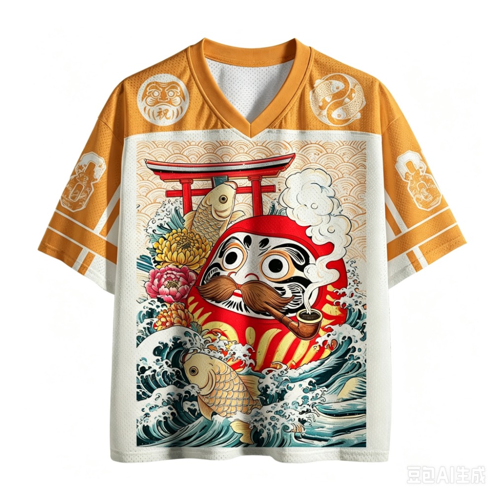 ダルマ鯉浮世絵 3Dプリント 速乾性 通気性 スポーツ メン - Men'S Fashion V Neck T Shirts のレビューと価格