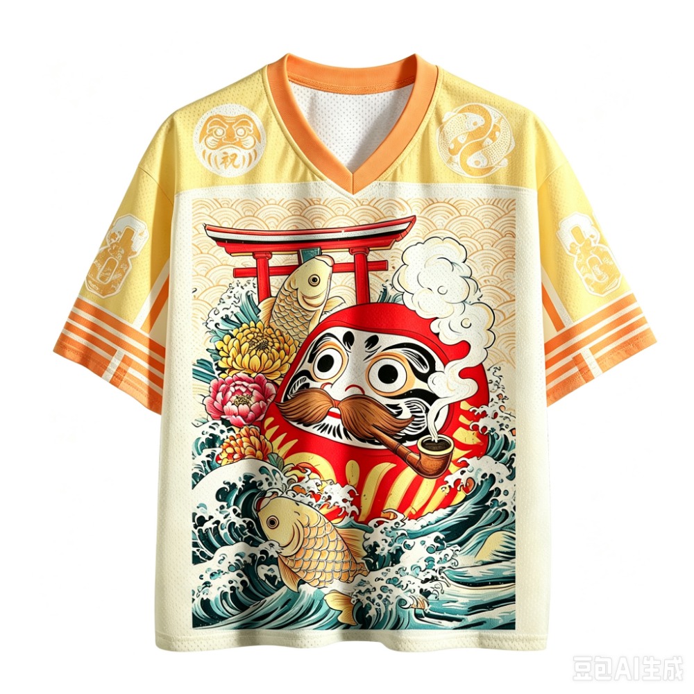ダルマ鯉浮世絵 3Dプリント 速乾性 通気性 スポーツ メン - Men'S Fashion V Neck T Shirts のレビューと価格
