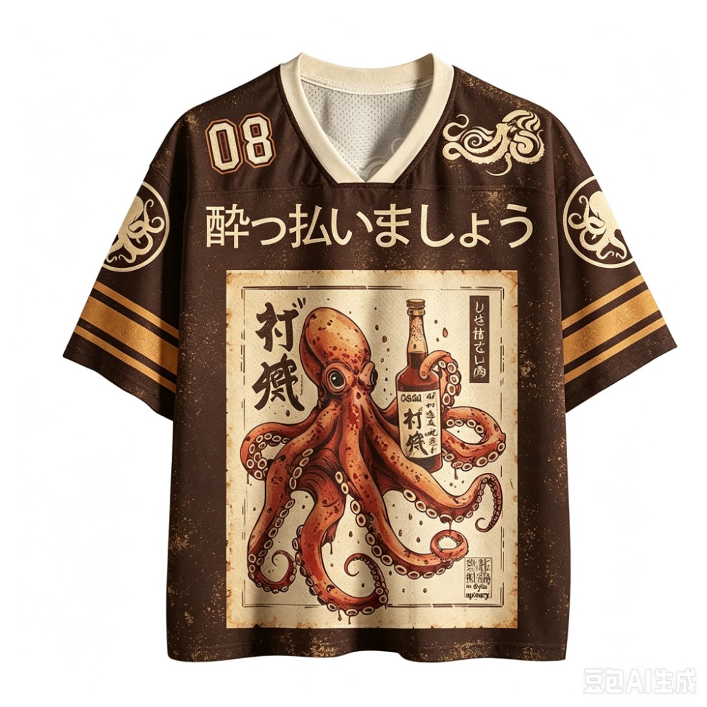 タコ酒バー 浪人画 レトロ 3Dプリント メンズ レディース - Men'S Fashion V Neck T Shirts のレビューと価格