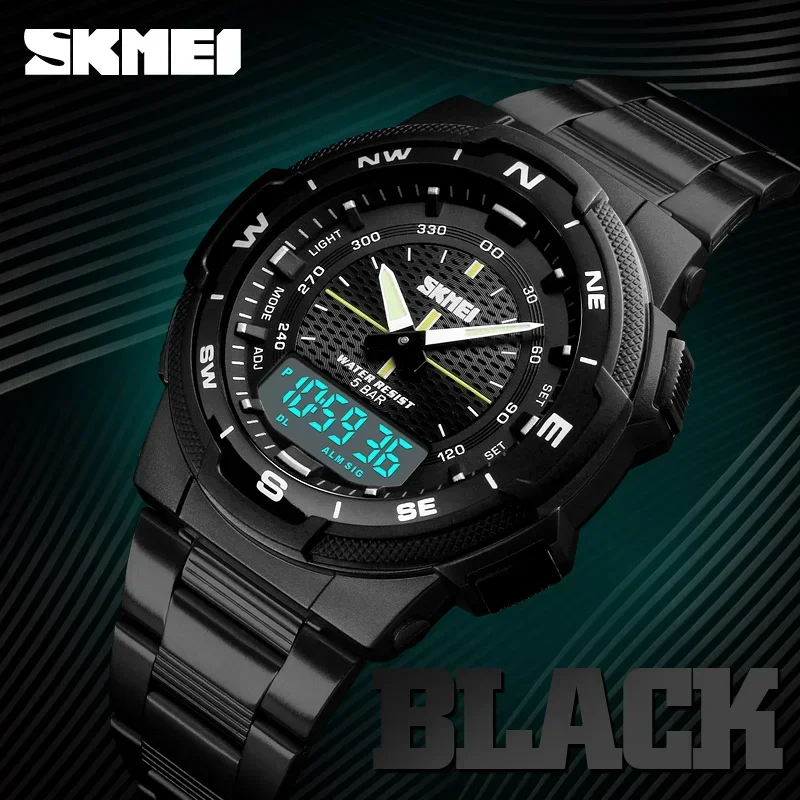 Skmei-メンズクォーツ時計,フルスチールスチール,防水, - Men'S Fashion Zone のレビューと価格