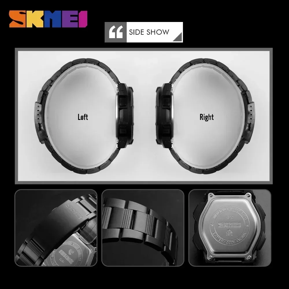 Skmei-メンズクォーツ時計,フルスチールスチール,防水, - Men'S Fashion Zone のレビューと価格