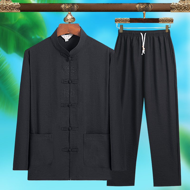 高品質メンズファッショナブルな唐服、純シルク軽量長袖セット、 - Men'S Fashion Outfits のレビューと価格