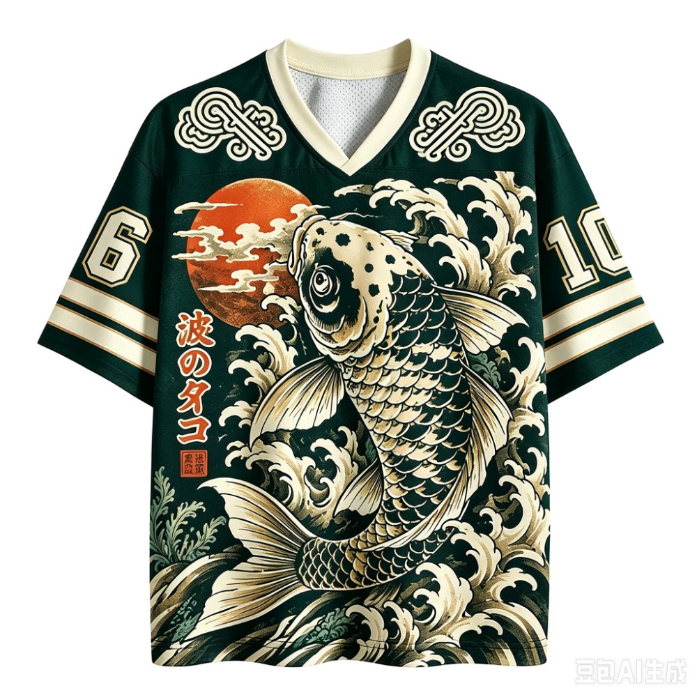 日本の鯉の波模様スポーツ速乾性通気性3DプリントメンズVネッ - Men'S Fashion V Neck T Shirts のレビューと価格