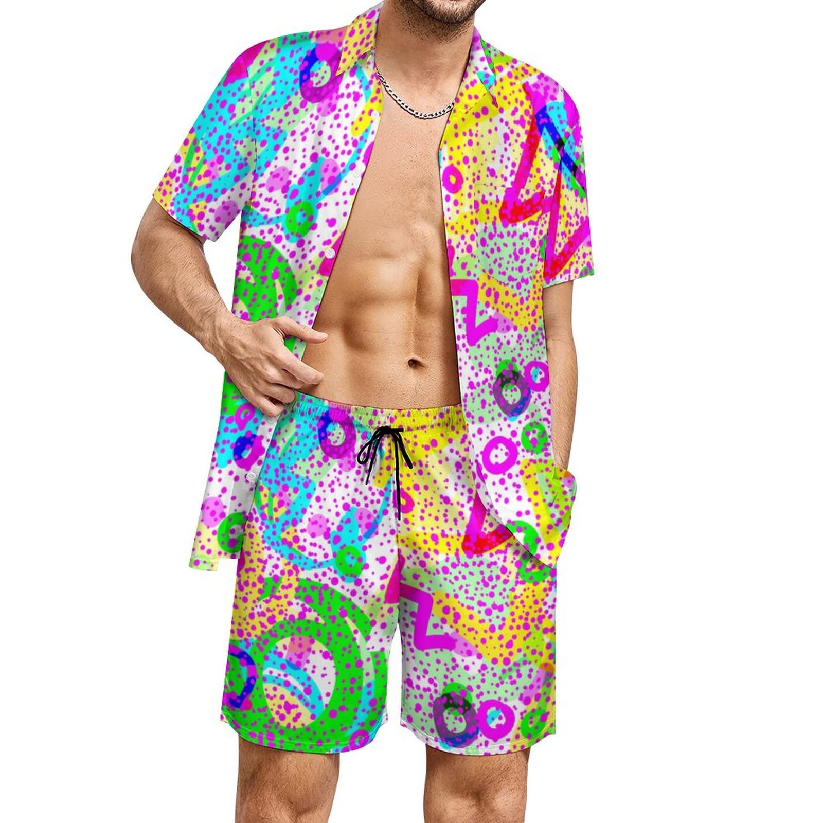 夏用不規則幾何学模様3Dプリントメンズシャツセットファッショ - Men'S Fashion Outfits のレビューと価格