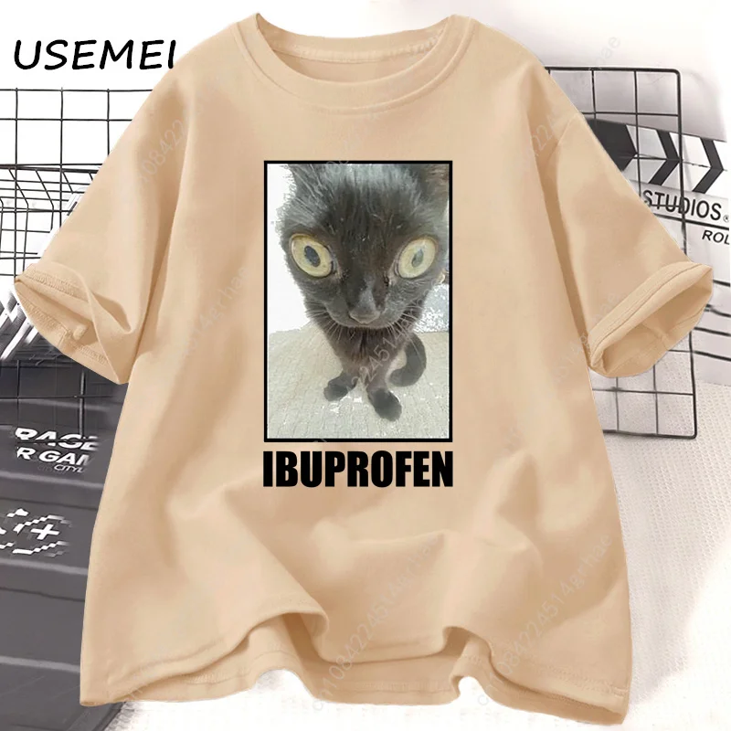 面白い猫イブプロフェングラフィック Tシャツ男性女性綿 Tシ - Men'S Fashion V Neck T Shirts のレビューと価格