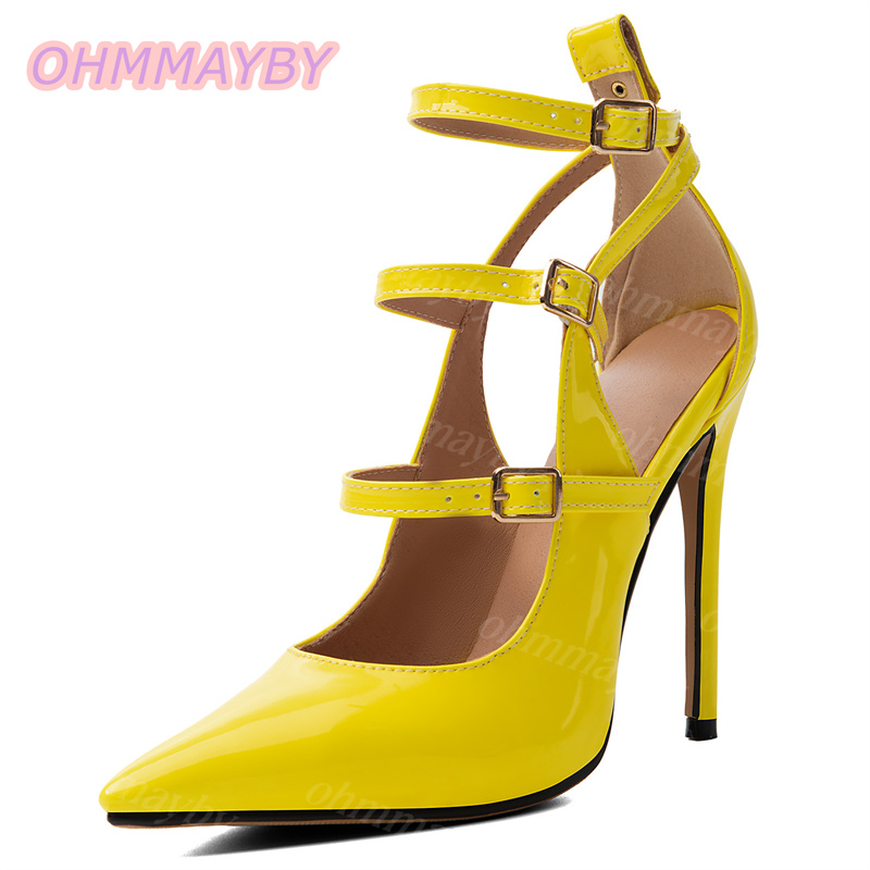 女性用ホロースティレットパンプス、イエローパテントレザー、ポ - Yellow Men'S Fashion のレビューと価格