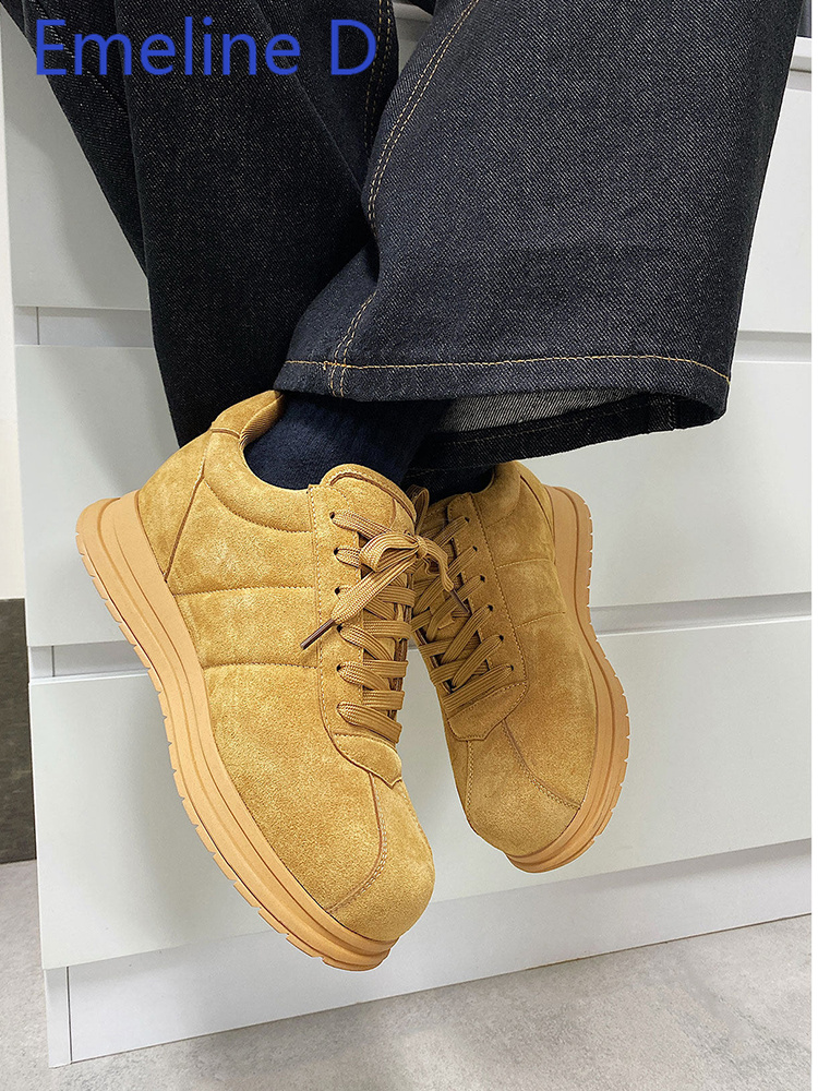 黄色の厚底レースアップブレッドシューズ、ファッショナブルなラ - Yellow Men'S Fashion のレビューと価格