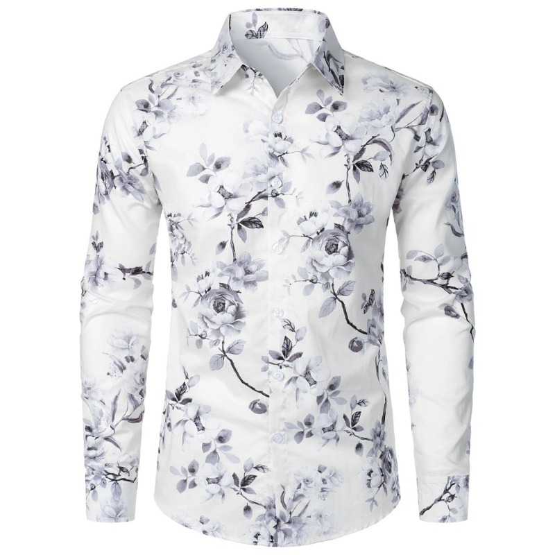 メンズ レトロ 70年代 ヒッピー 花柄プリント 長袖シャツ - Men'S Fashion 70S のレビューと価格