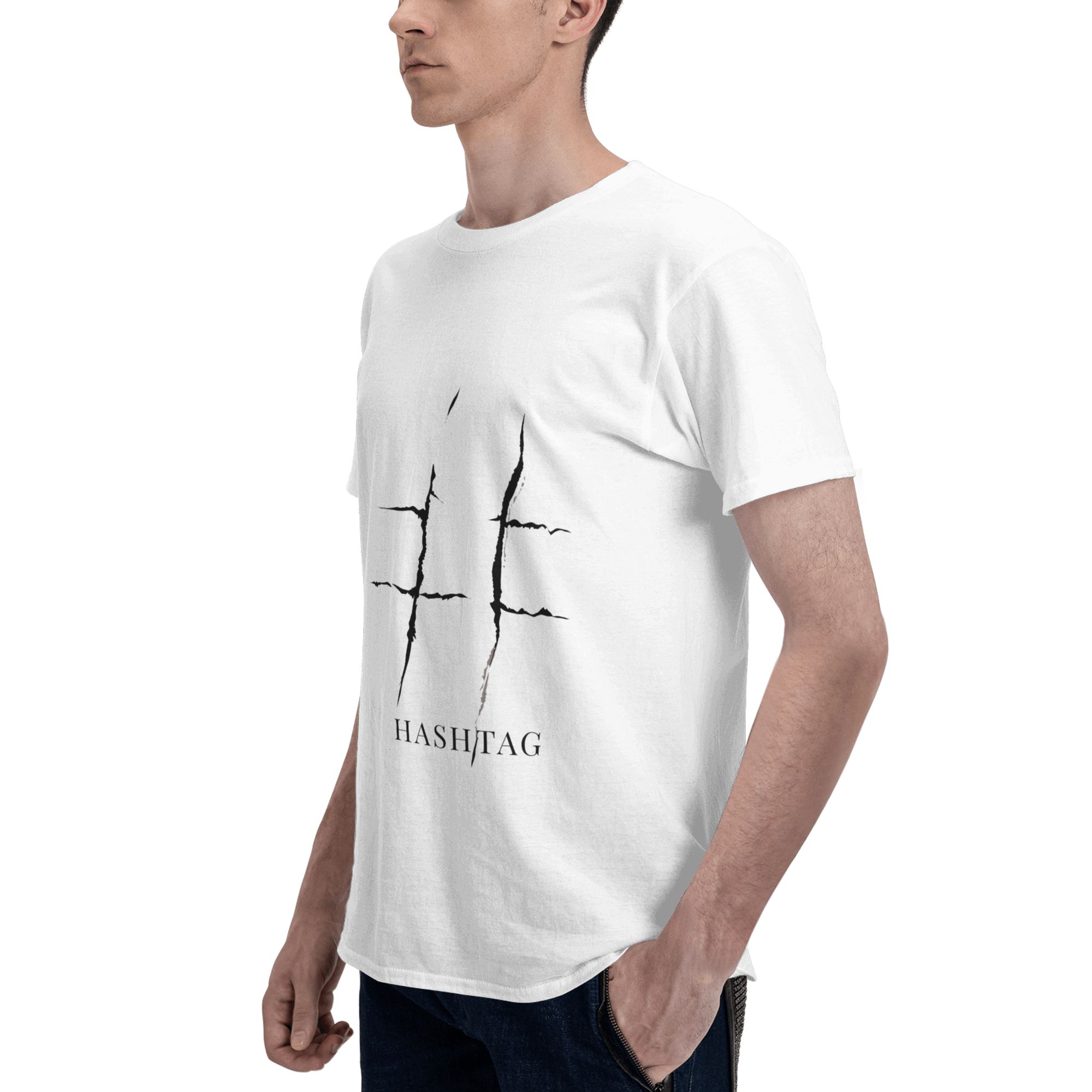 ハッシュタグとクロスラインのデザインがプリントされたメンズT - Mens Fashion Hashtags のレビューと価格