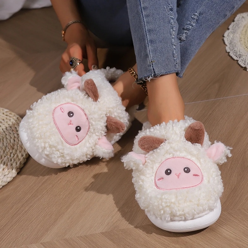 冬素敵な小さな羊のスリッパ女性男性用かわいい子羊ぬいぐるみホ - Mens Fashion Sandals のレビューと価格