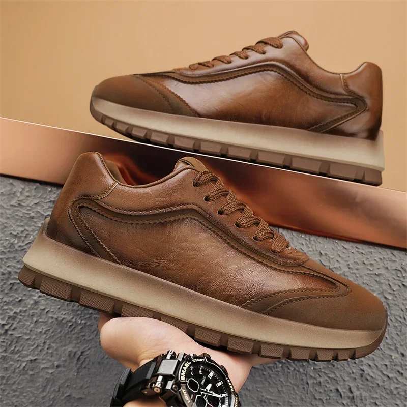 高級メンズスニーカー オールシーズン レザー カジュアル ス - Men'S Fashion Running Shoes のレビューと価格
