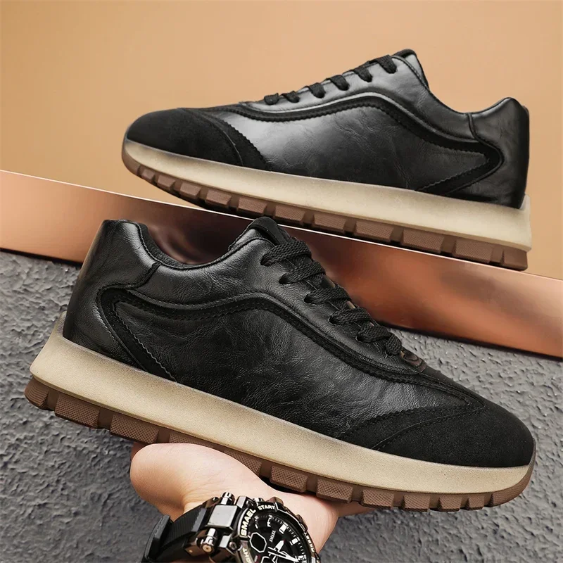 高級メンズスニーカー オールシーズン レザー カジュアル ス - Men'S Fashion Running Shoes のレビューと価格