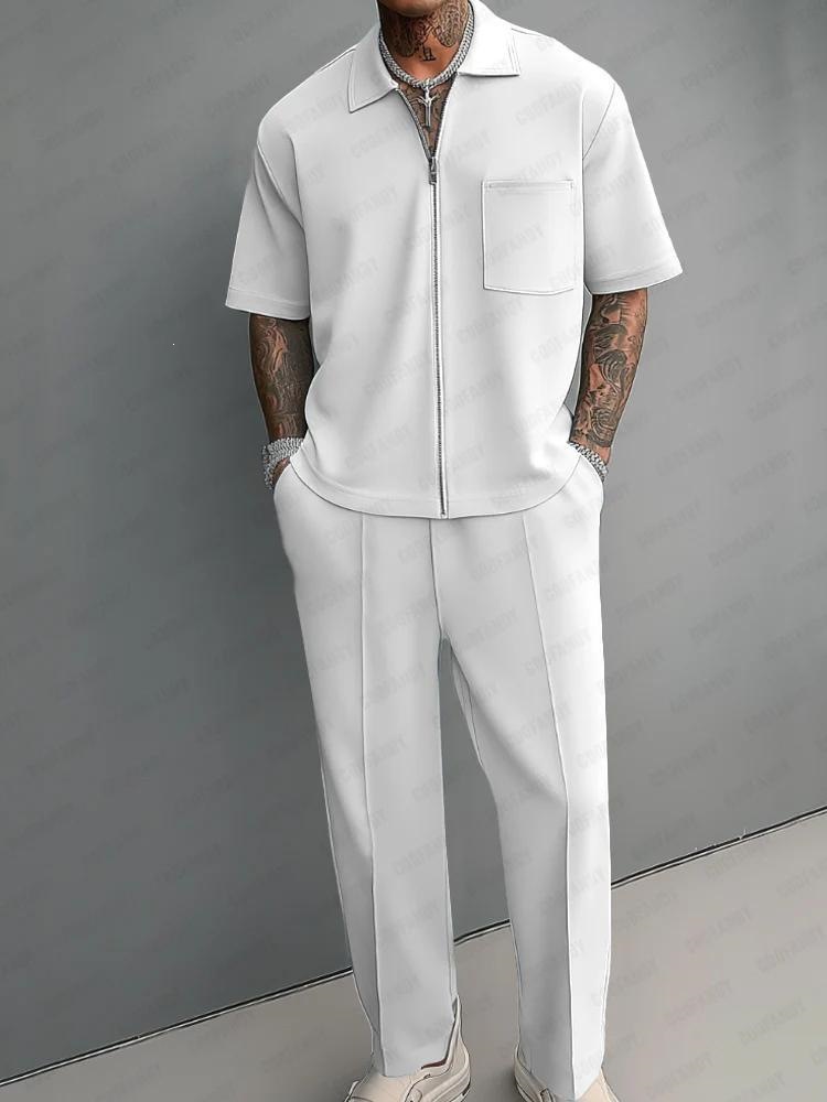 メンズ2ピースアウトフィット、ハーフジップポロシャツ、半袖、 - Men'S Fashion Polo のレビューと価格