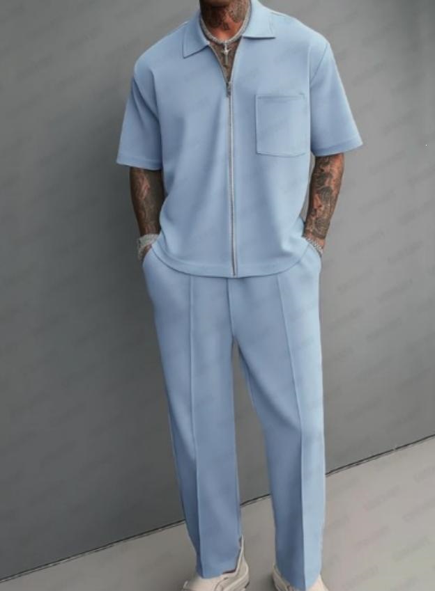 メンズ2ピースアウトフィット、ハーフジップポロシャツ、半袖、 - Men'S Fashion Polo のレビューと価格