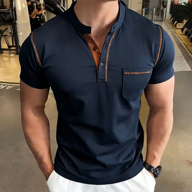 新しい夏のメンズヘンリーカラー半袖ゴルフポロシャツ個性ポケッ - Men'S Fashion Polo のレビューと価格