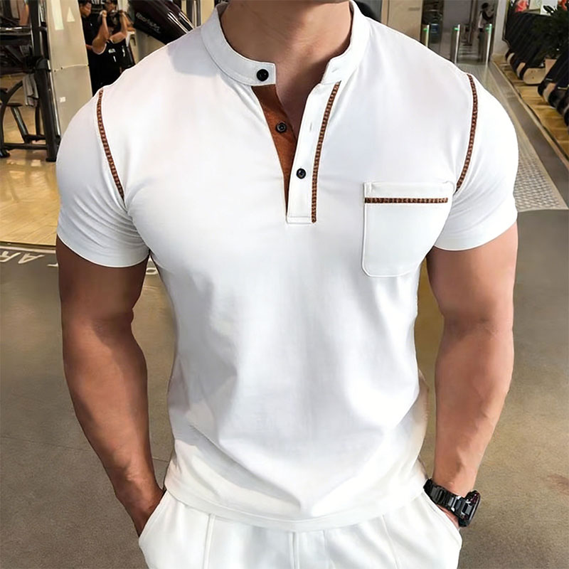 新しい夏のメンズヘンリーカラー半袖ゴルフポロシャツ個性ポケッ - Men'S Fashion Polo のレビューと価格